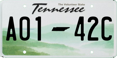 TN license plate A0142C