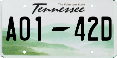 TN license plate A0142D