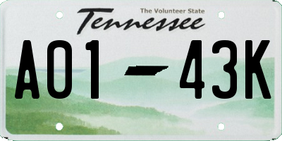 TN license plate A0143K