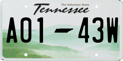 TN license plate A0143W