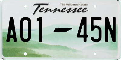 TN license plate A0145N