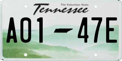 TN license plate A0147E