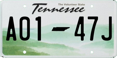 TN license plate A0147J