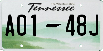 TN license plate A0148J