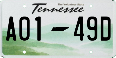 TN license plate A0149D