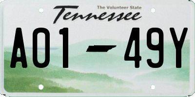 TN license plate A0149Y