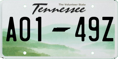 TN license plate A0149Z