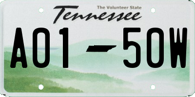 TN license plate A0150W