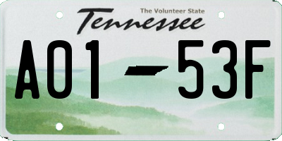 TN license plate A0153F