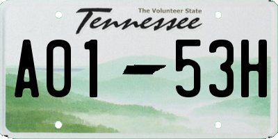 TN license plate A0153H