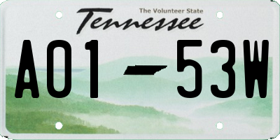 TN license plate A0153W