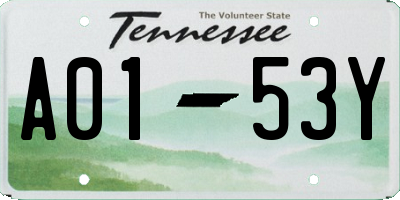 TN license plate A0153Y