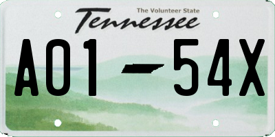 TN license plate A0154X