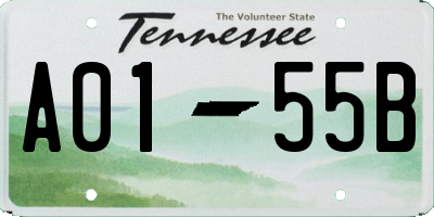 TN license plate A0155B