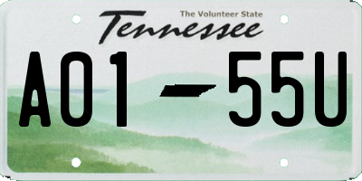 TN license plate A0155U