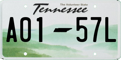 TN license plate A0157L