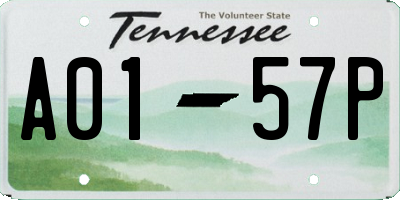 TN license plate A0157P