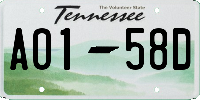 TN license plate A0158D