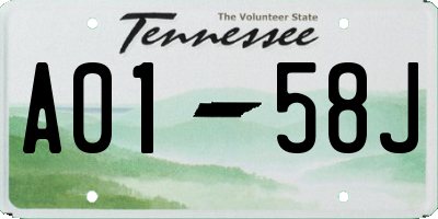 TN license plate A0158J