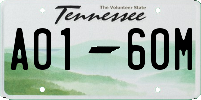 TN license plate A0160M