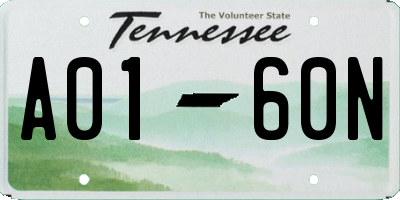 TN license plate A0160N
