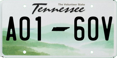 TN license plate A0160V
