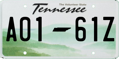 TN license plate A0161Z