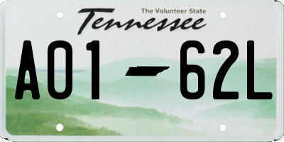 TN license plate A0162L