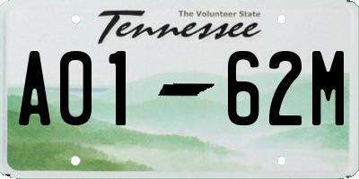 TN license plate A0162M