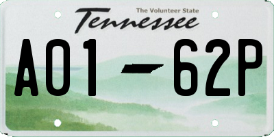 TN license plate A0162P
