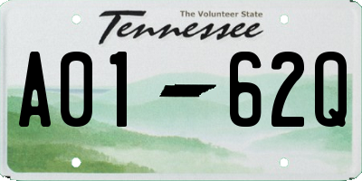 TN license plate A0162Q