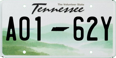 TN license plate A0162Y