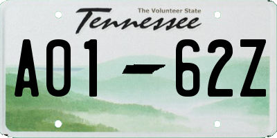 TN license plate A0162Z