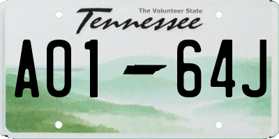 TN license plate A0164J