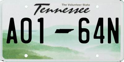 TN license plate A0164N