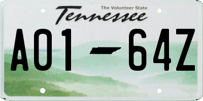 TN license plate A0164Z