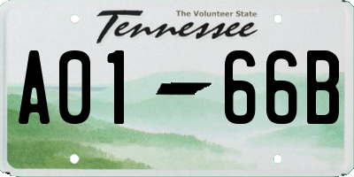TN license plate A0166B