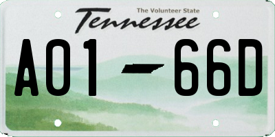 TN license plate A0166D