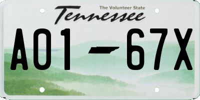 TN license plate A0167X