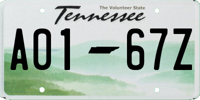 TN license plate A0167Z