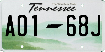 TN license plate A0168J