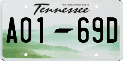 TN license plate A0169D