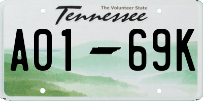 TN license plate A0169K