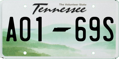 TN license plate A0169S