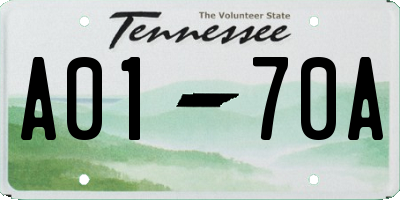TN license plate A0170A
