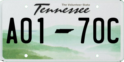 TN license plate A0170C