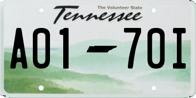 TN license plate A0170I