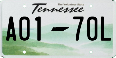 TN license plate A0170L
