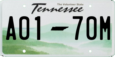 TN license plate A0170M
