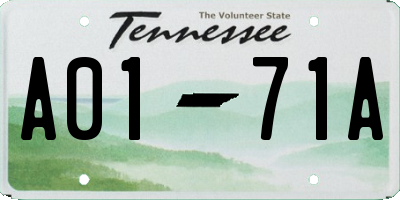 TN license plate A0171A